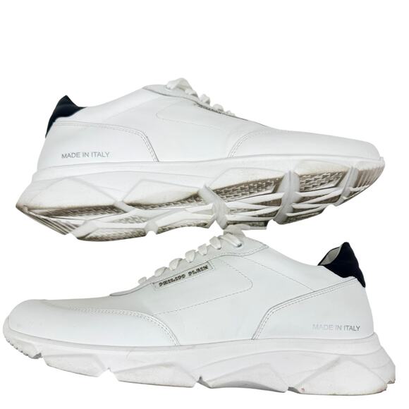 Philipp Plein Leather Low Top Sneakers Skulls White Size 44 main image 5